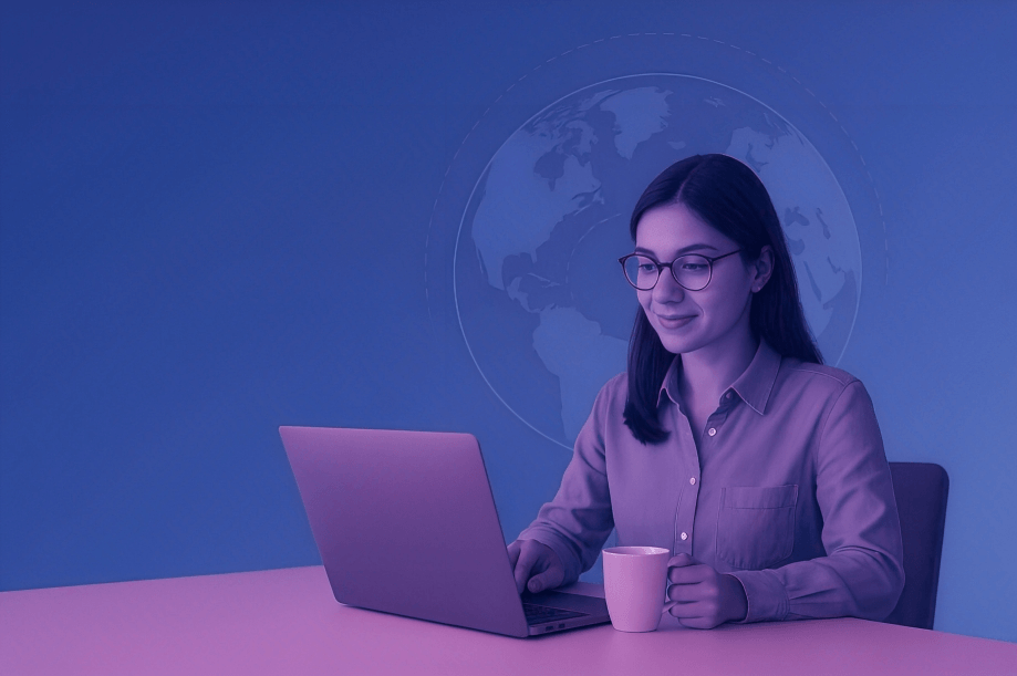 Student using laptop